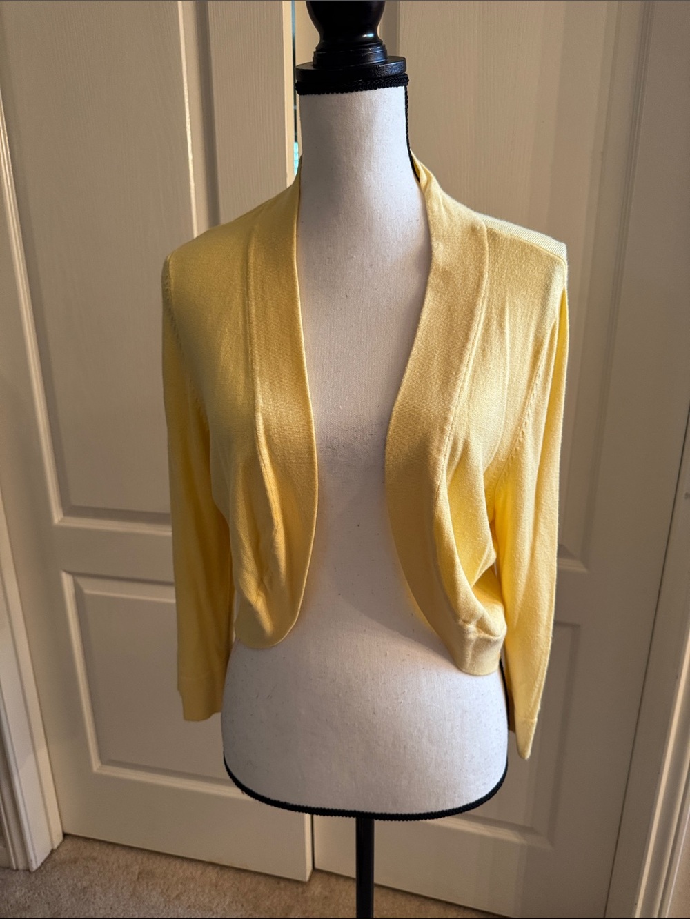 Yellow Open-Front Cropped Shrug Cardigan - Size Medium